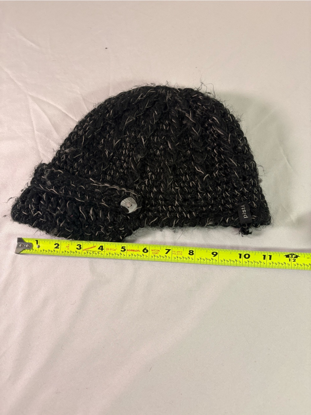 Black Knit Button Beanie